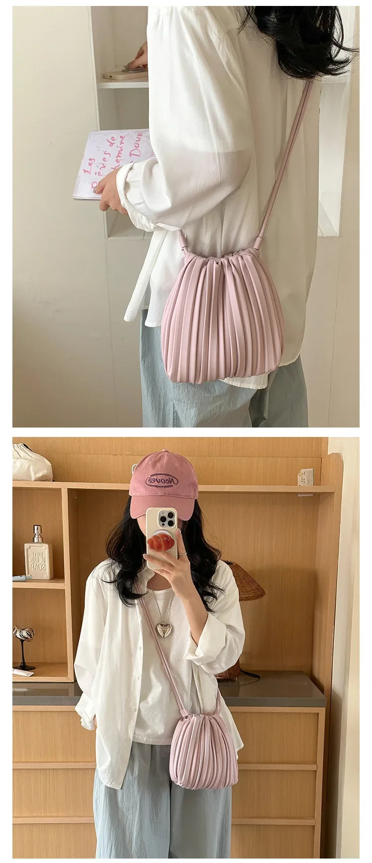 Luxury Women's Shoulder Crossbody Bag Summer New Luxury Soft PU Pleated Mini Bag Versatile Fashion Candy Color Small Square Bag