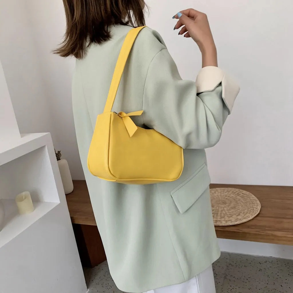 Retro Women Solid Color Zipper Phone Bag Hand Bag Shoulder Bag Armpit Bag Casual 2024 Bags For Women сумка женская