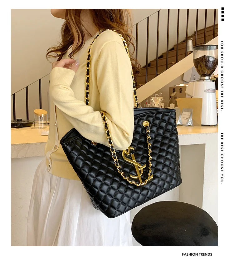 2025 New Designers' Large Capacity Ladies' Bags - Luxurious Retro Diamond Pattern Shoulder Bags with High-Quality Texture Tote B