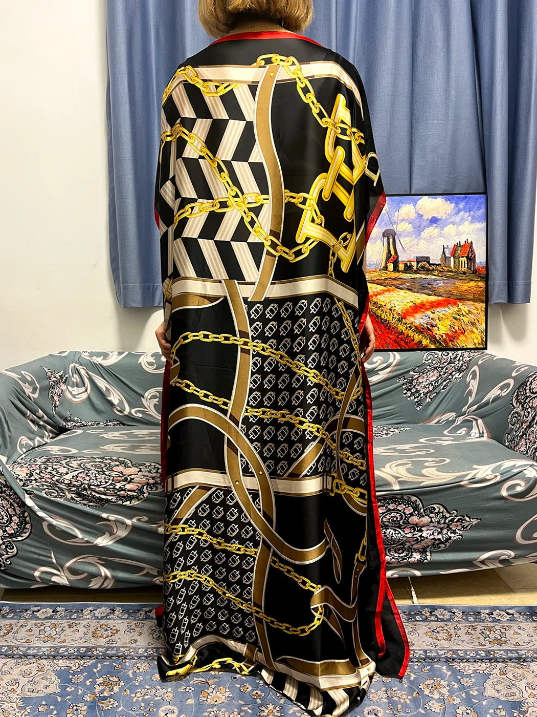 Muslim Silk Abayas For Women 2023 Fashion Print Islam Turkey Loose Elegant Femme Robe African Summer Ice Clothes With Headscarf