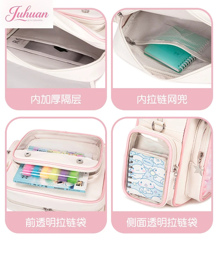 Original Ltabag Backpack Large Food Pain Window Two-dimensional Single Shoulder Messenger Bag Sweet College Schoolbag for Women