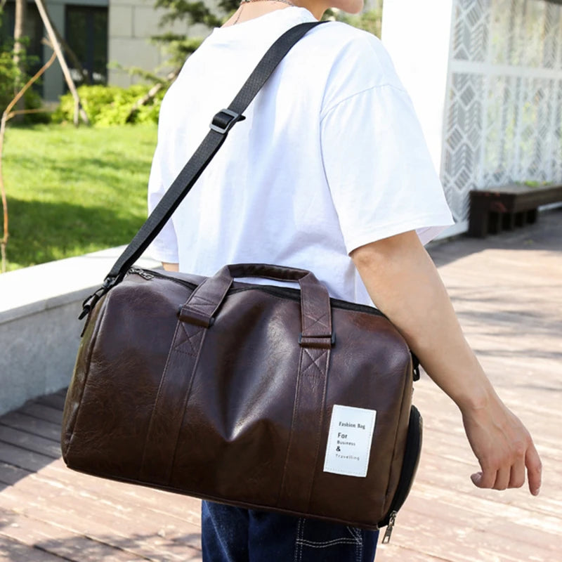 Gym Bag Leather Sports Bags Dry Wet Bags For Men Women Training for Shoes Fitness Yoga Travel Storage Luggage Shoulder Sport Bag