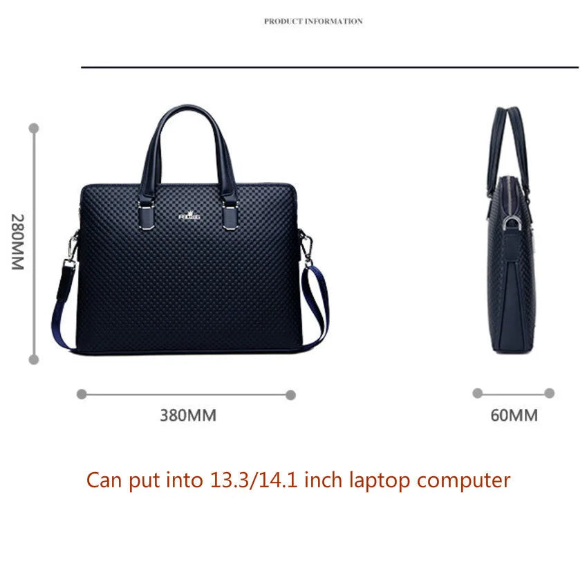 Leather Laptop Bags For Men Luxury Handbags Man Shoulder Computer Notebook Bag For 14.1" Macbook Air DELL HP ASUS 2025 Fashion