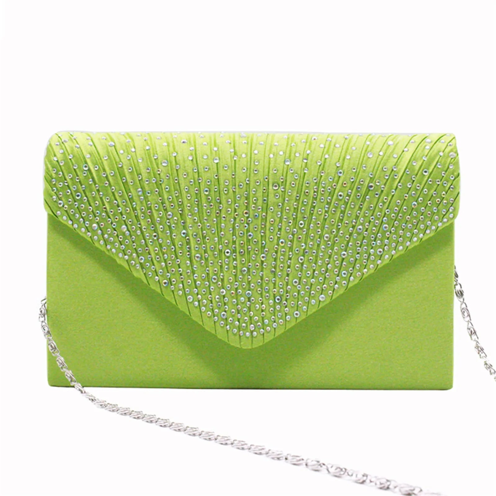 Women's  Luxury Silk Evening Clutch Bag - Elegant Women’s Prom/Wedding Handbag with Detachable Chain Strap & Secure Closure