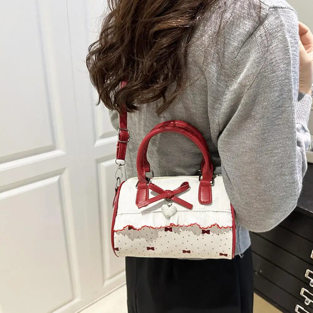 Bow Handbag Large Capacity Waterproof Single Shoulder Bag Adjustable Strap sweet cute Casual shopping Tote Bag