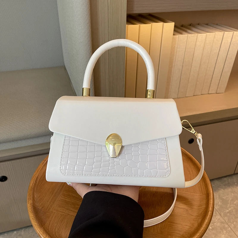 Luxury Black Handbag Classic Women Bag 2024 New Designer Shoulder Bag High Quality Solid Pu Leather Crossbody Small Square Bag