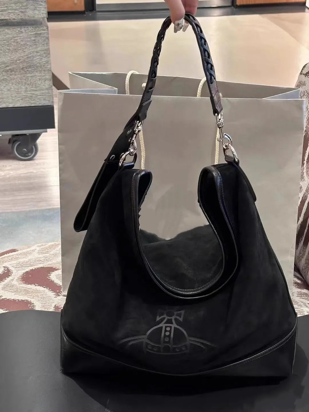 Large Capaci Suede Hobo Bag Women's Casual Commuter Tote Bag Trendy Single oulder Bag GP Famous Star  Hobo Bag