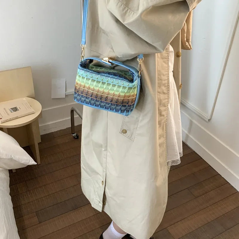 Fresh Style Small Square Bag Summer New Fashion Shoulder Crossbody Handbag Soft Polyester Fiber Internal Structure Hip Hop