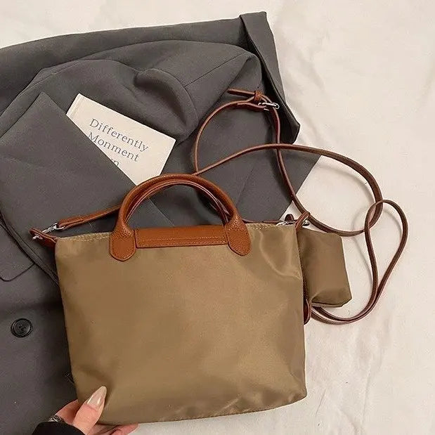 Luxury 2025 Work Tote - Fashion Patchwork Handbag with Long Strap Large Capacity, Waterproof Lining, Perfect for Office & Travel