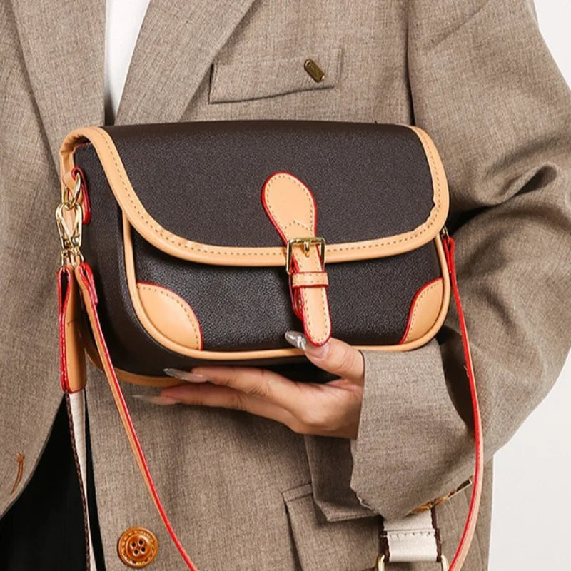 2025 New Women's Monogram Color Block Flap Bag, Vintage Square Crossbody Purse, Retro Chic Shoulder Bag, Versatile Fashionable