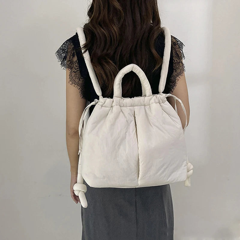 Fashion Casual Large Capacity Puffer Tote Bag Designer Padded Nylon Women Shoulder Bags Handbags Knotted Strap Crossbody Bags
