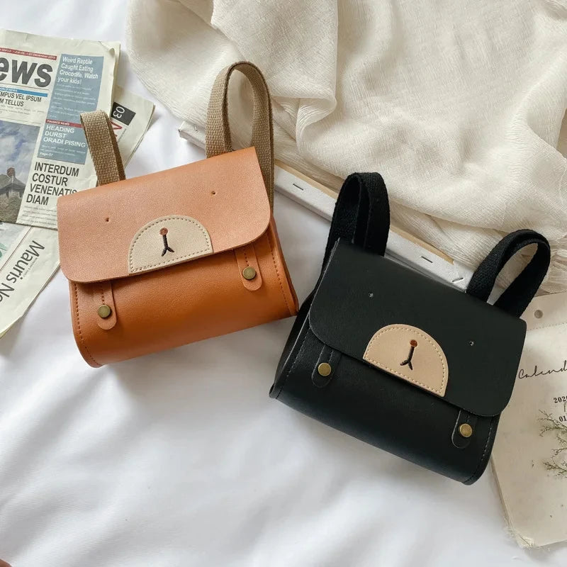 Bear Baby Backpack Bag PU Leather Infant Kindergarten Kids School Bags for Girls Boys Children Shoulder Bag 2-8Y Small Size