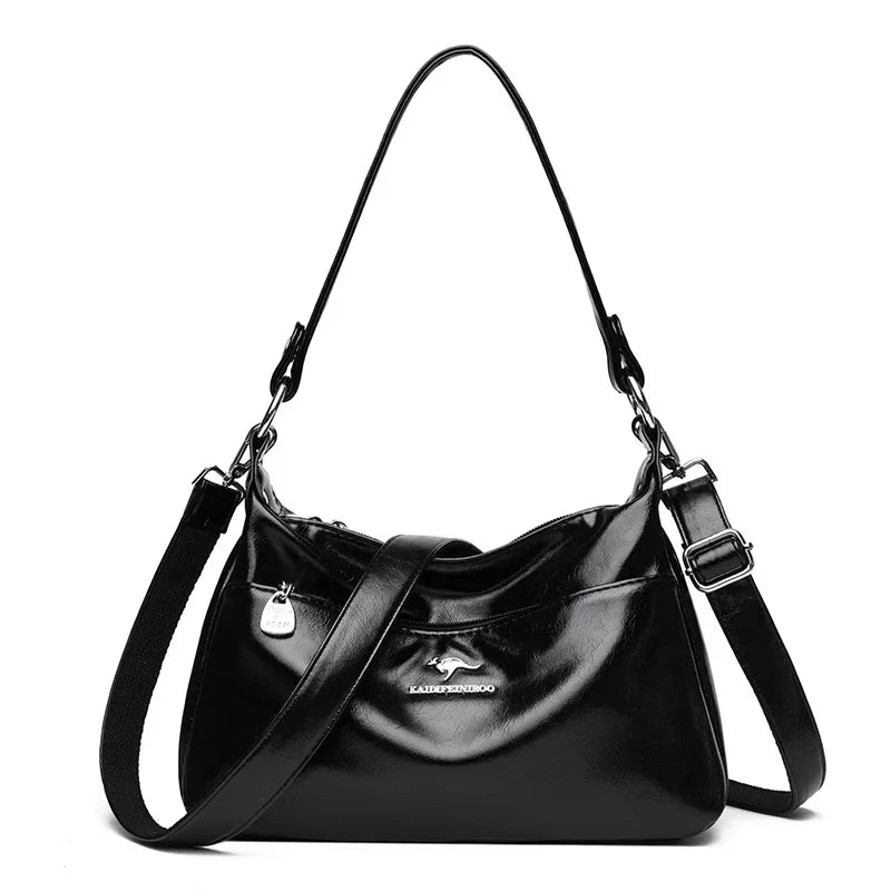 New Messenger Bags Women Fashion Handbags Retro Solid Color PU Leather Shoulder Underarm Bag Casual Women Handbags Designer Bag