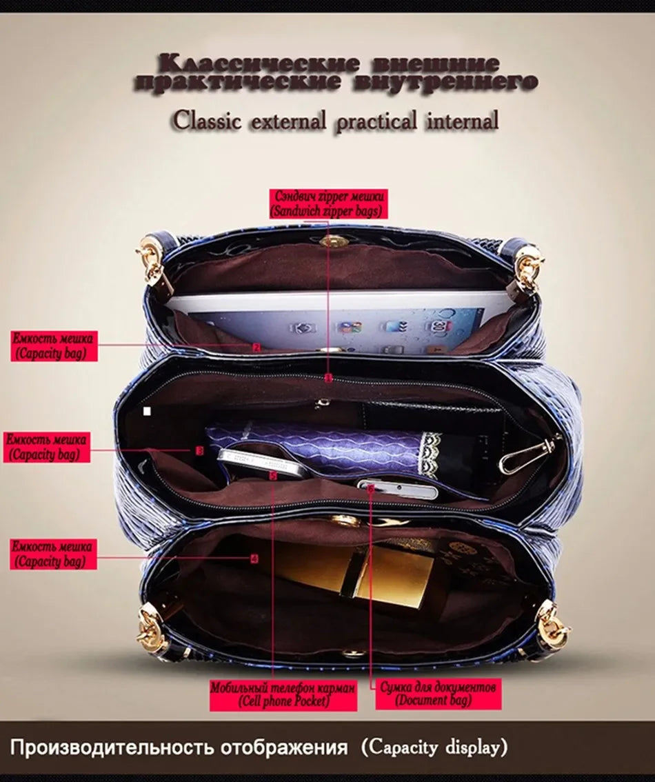 Luxury Ladies Hand Bags Purse Fashion Shoulder Bags Bolsa Sac Crocodile Famous Designer Brand Bags Women Leather Handbags