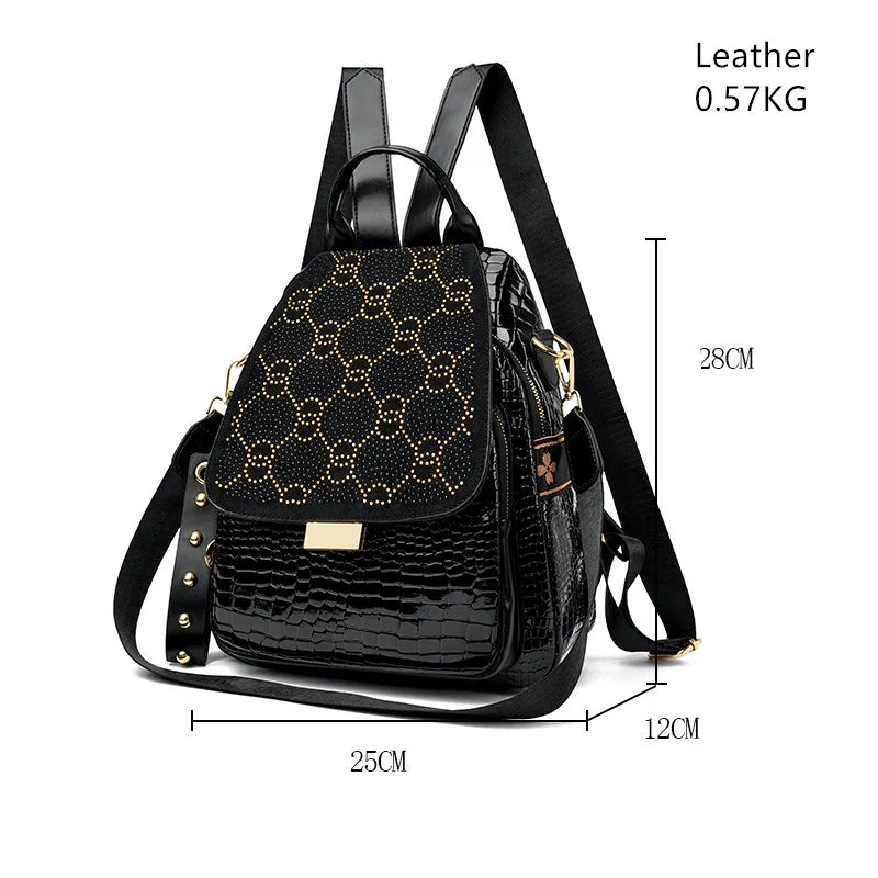 Luxury Oil Wax Leather Backpack for Women, Large Capacity Fashion Shoulder Bag, Stylish Casual Travel Daypack, Durable &Rucksack