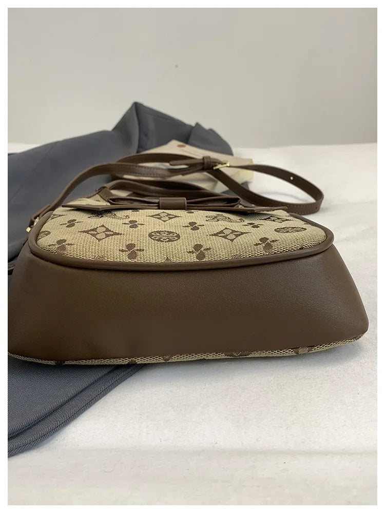 PU Hand-held Bow Bucket Bag Trendy Fashion Shoulder Bag Simple Versatile Women's Bag Commuter