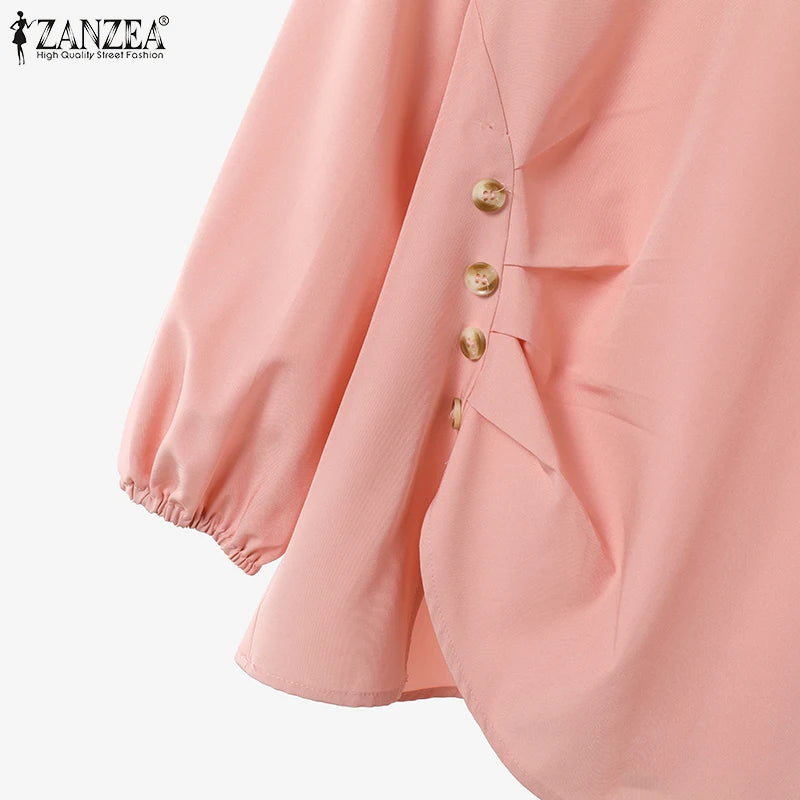 Fashion Muslim Sets Women 2PCS Outfits ZANZEA Elegant Long Sleeve Blouse Dress Suits Casual Solid Tracksuits Loose Matching Sets