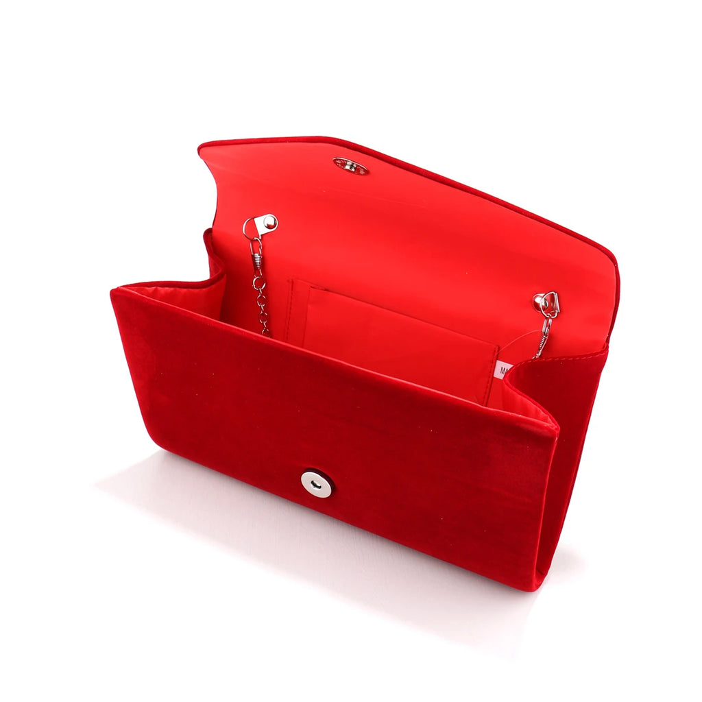 Red Color Women Evening Bags Cover Envelope Design Pary Wedding Girl Handbags With Chan Shoulder Clutch Velvet Fashion Purse