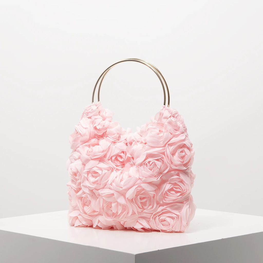 Luxury Rose Flower Tote Bags for Ladies， Prom Dresses for Women， Bag for Women Elegant， Wedding Items， Party Bag（Random Pattern）