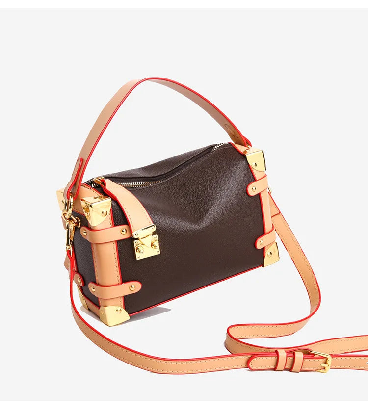 French Luxury Box Bag Mini Square Purse, Multi-Way Shoulder/Crossbody, High-End PU Leather, Compact & Stylish, Elegant Work Bag