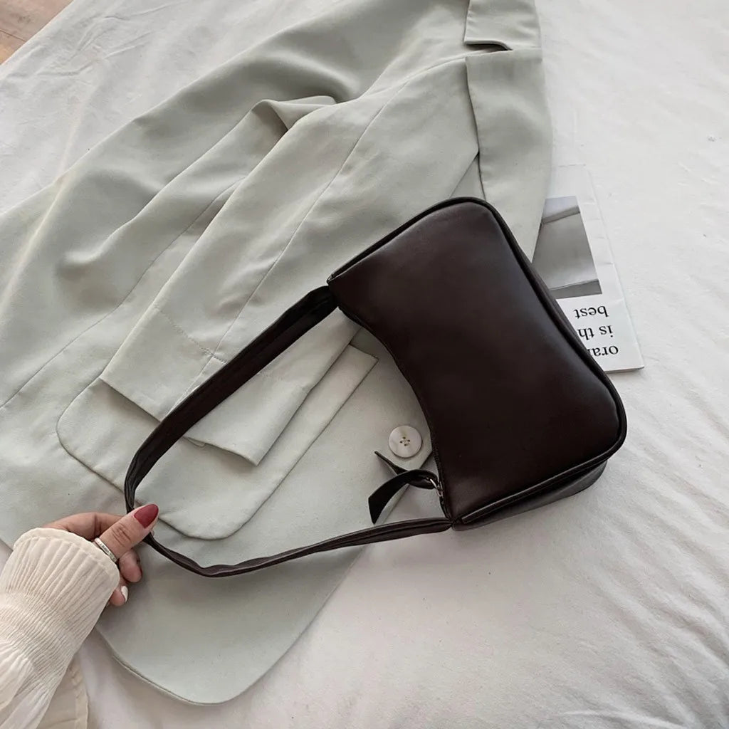 Retro Women Solid Color Zipper Phone Bag Hand Bag Shoulder Bag Armpit Bag Casual 2024 Bags For Women сумка женская