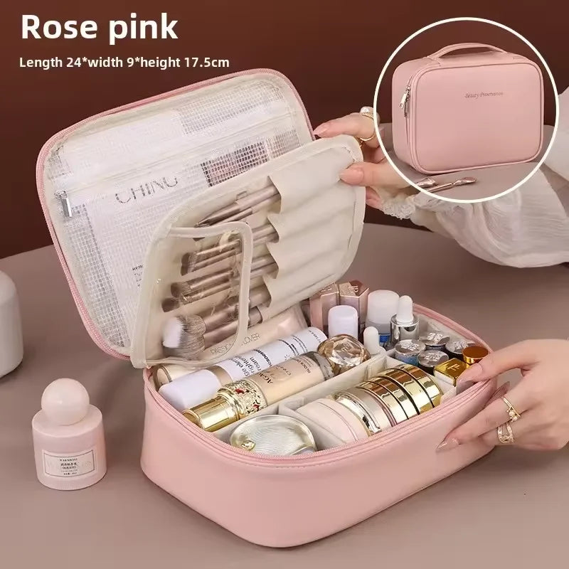 Luxury Women's Cosmetic Bag Double Layer Large Capacity Travel Makeup Bag Organizer Essential for Traveling
