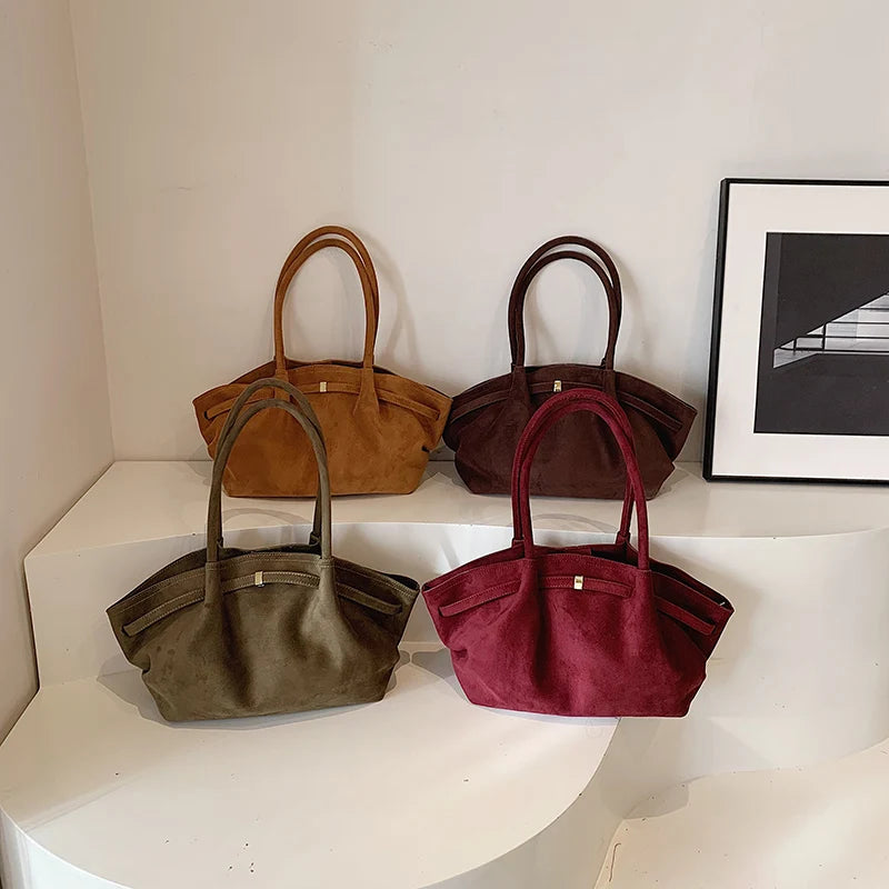 Large Nubuck Leather Tote Bags Ladies Shoulder Bag for Women Autumn Winter New Korean Fashion Y2K Retro Handbags and Purses