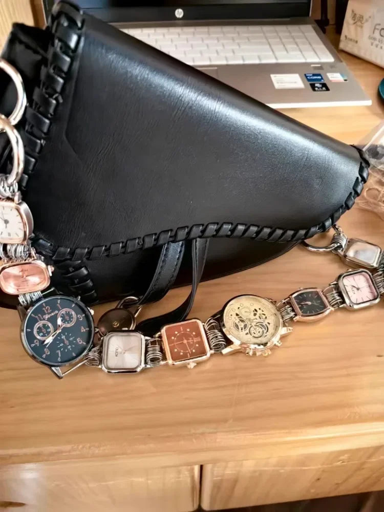 Designer Luxury Saddle Bag Women 2025 New In Fashion Chic Metal Watch Strap Shoulder Bag Trend Graffiti Novelty Female Bags