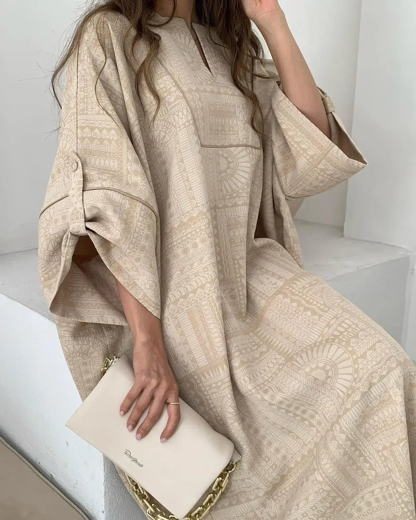 2024 Summer Fashion New Muslim Women Loose Ethnic Style Plus Size Dress Printed Square Neck Elegant Casual Party Women's Wear