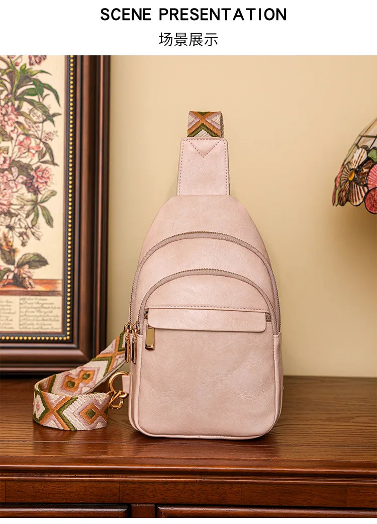 Sling Bag For Women Men Backpack Fanny Pack Crossbody Purse Chest Travel Shoulder Belt Bags Purse Handbag PU Leather Anti Theft