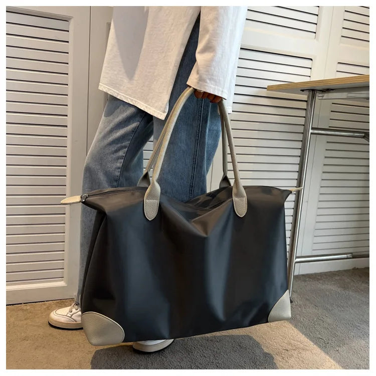 Portable Large Duffel Bag for Travel Lightweight Yet Durable Nylon Sport Tote Gym Bag Shoulder Weekender Overnight Bag for Women