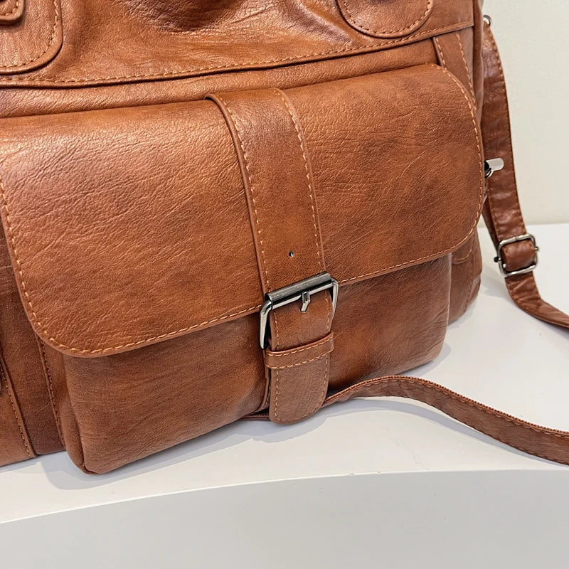 Women Tote Bag Fashion Underarm Pouch Large Capacity Soft Pu Leather Shoulder Bag Retro Crossbody Bag Casual Portable BucketBags