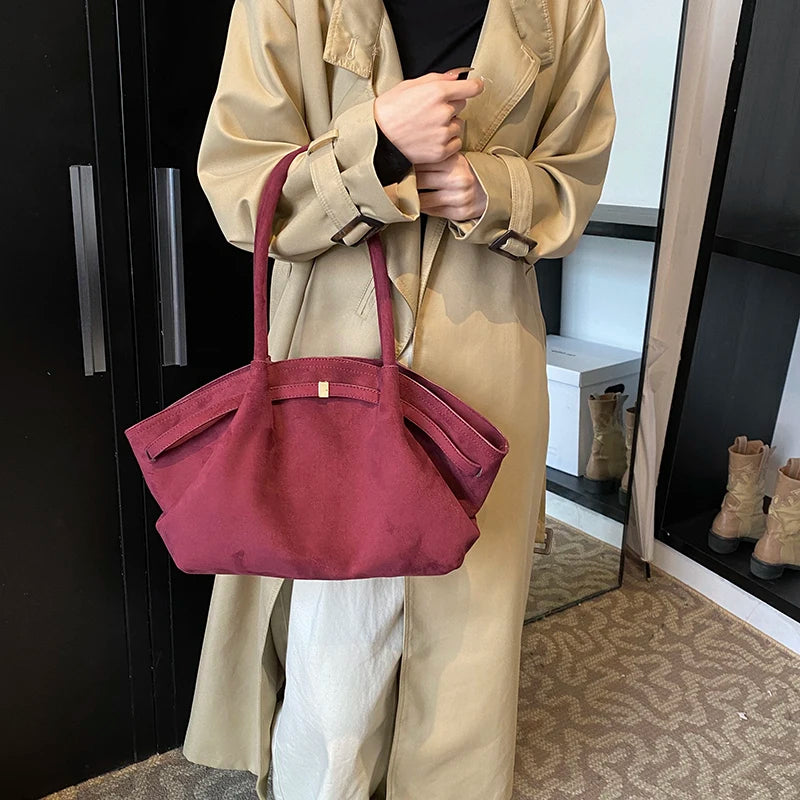 Large Nubuck Leather Tote Bags Ladies Shoulder Bag for Women Autumn Winter New Korean Fashion Y2K Retro Handbags and Purses