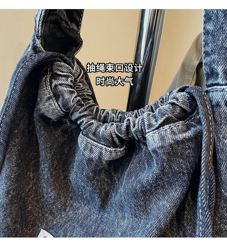 New denim dumpling bag, women's crossbody bag, simple and versatile small shoulder bag for class commuting