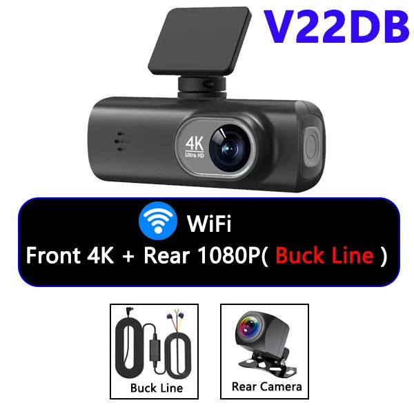 Dash Cam 4K UHD for Car Camera Front Rear Dual Lens With GPS WiFi 24h Parking Mode Night Vision Car DVR Video Registrator