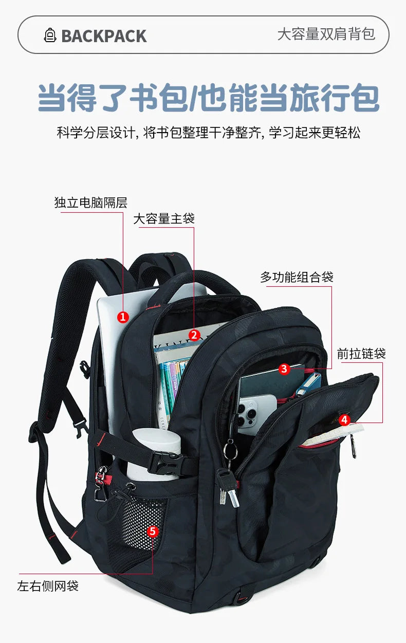 Backpack Primary School Middle School Students High School Bags Large Capacity Ultra-light Load Reduction Outdoor Travel Busines