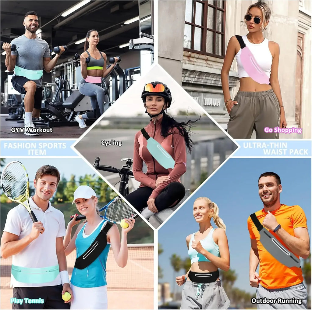 Waterproof Running Waist Pack Adjustable Belt Men Women Slim Running Bags Portable Outsides Jogging Gym Sports Cell Phone Pouch