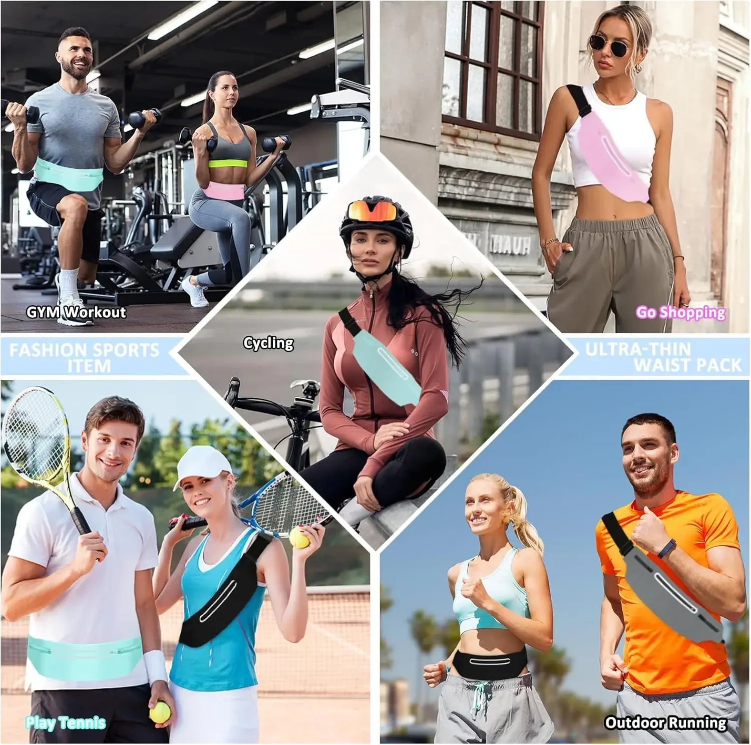 Waterproof Running Waist Pack Adjustable Belt Men Women Slim Running Bags Portable Outsides Jogging Gym Sports Cell Phone Pouch