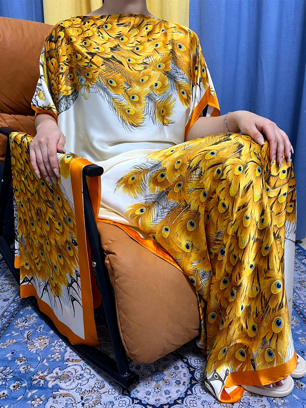 Muslim Silk Abayas For Women 2023 Fashion Print Islam Turkey Loose Elegant Femme Robe African Summer Ice Clothes With Headscarf