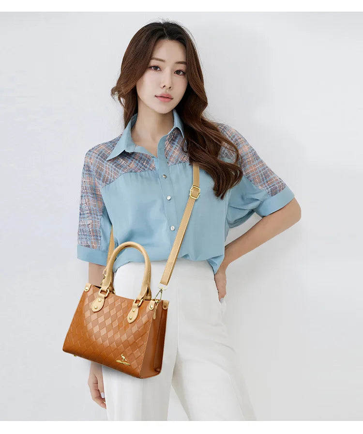 Fashionable Large Women's Handbag Shoulder Bag Crossbody Bag for Middle-Aged Mothers PU Material Boston Bag Style Summer Hot...