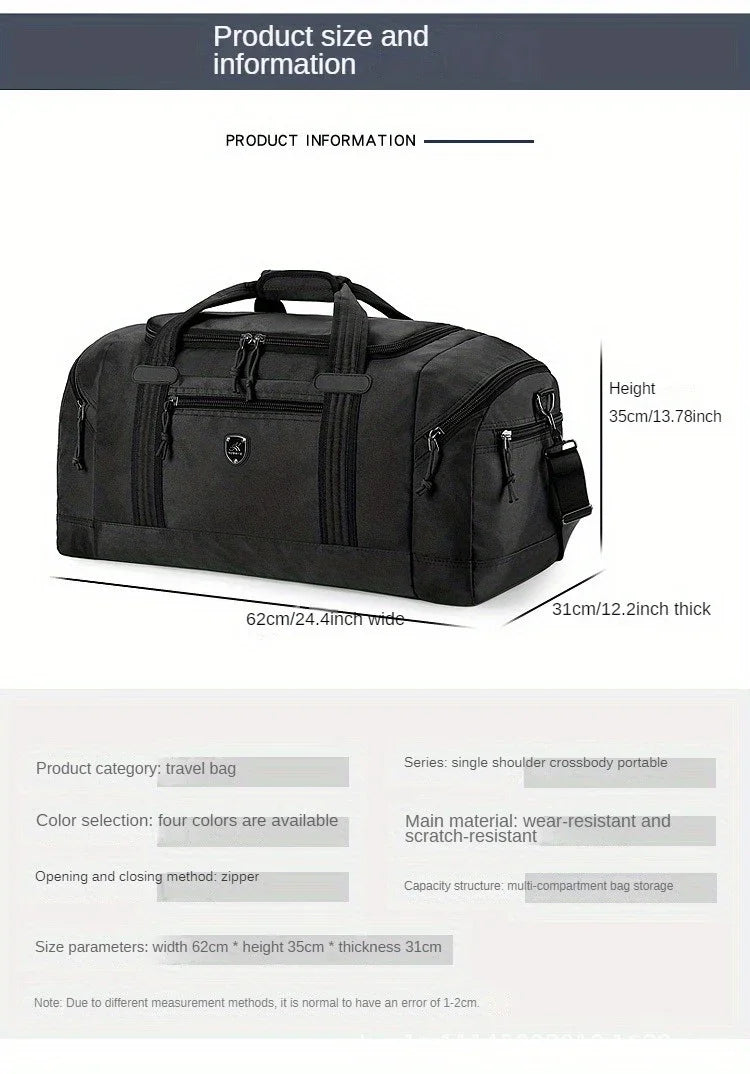 Large Capacity Travel Bag Weekender Overnight Duffle Bags with Compartment Sports Fitness Bags for Camping Outdoor Activities