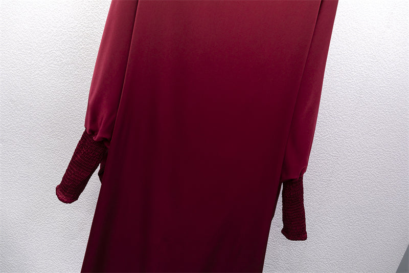 Muslim Abaya Women Jilbab Islamic Clothing Dubai Saudi Black Robe Turkish Modesty One-piece Prayer Dress Hooded Smocking Sleeve