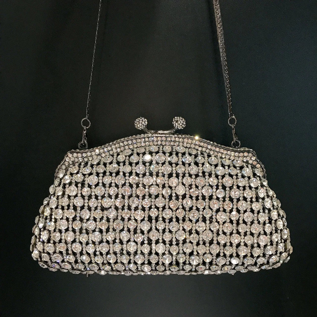 Women Pink Gold Silver Red Green Blue Purple Clutches Wedding Bridal Crystal Bag Banquet Hollow Purse Diamond Party Gala Handbag