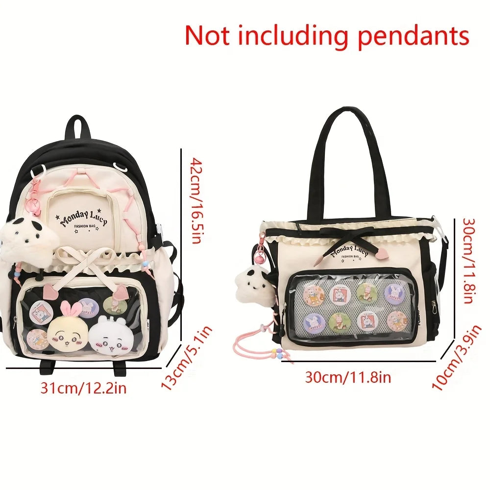 Women's Bag Set Two-Piece Pain Bag Back to School Season Back to School Season Backpack Lace Lightweight Cute Backpack