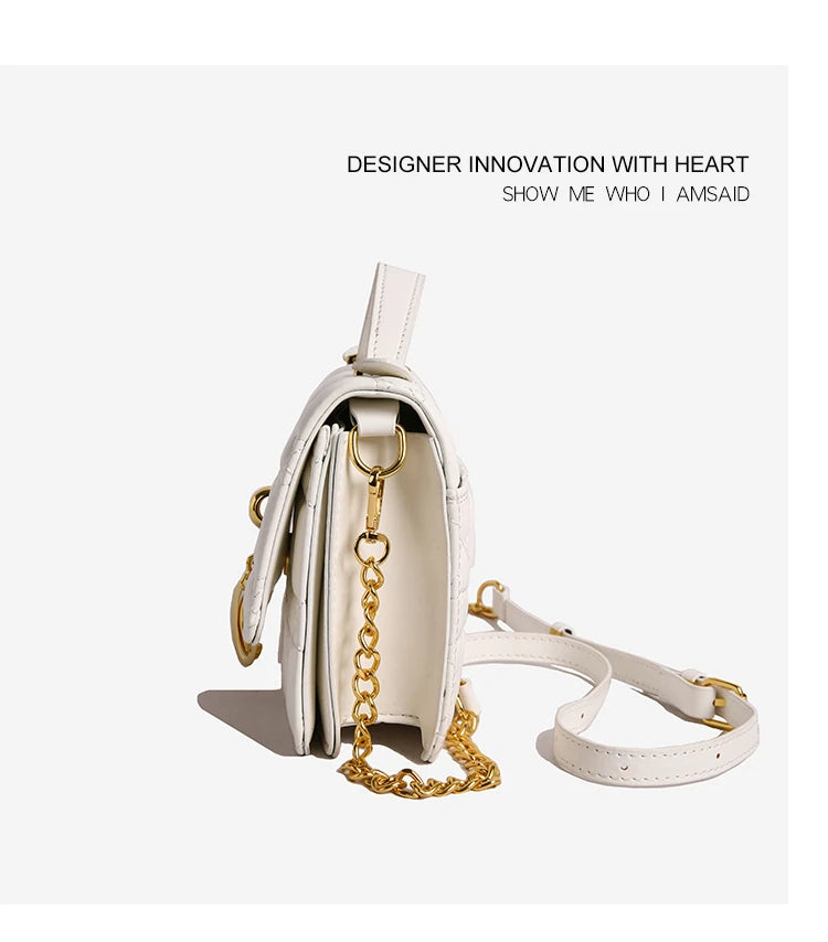 Luxury Black Quilted Handbag Women's Chain Shoulder Bag Designer Crossbody Bags for Women Ladies Elegant Sling Bag for Daily