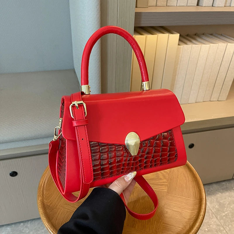 Luxury Black Handbag Classic Women Bag 2024 New Designer Shoulder Bag High Quality Solid Pu Leather Crossbody Small Square Bag