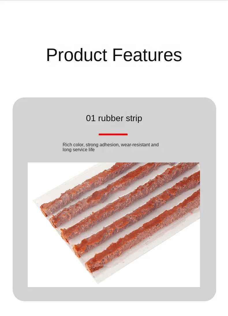 Car Tire Repair Tool Kit Rubber Tubeless Tyre Puncture Repair Kit Studding Tool Glue for Bike Motorcycle Tires Repair Set