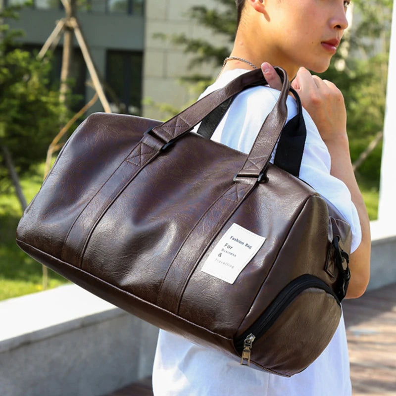 Gym Bag Leather Sports Bags Dry Wet Bags For Men Women Training for Shoes Fitness Yoga Travel Storage Luggage Shoulder Sport Bag