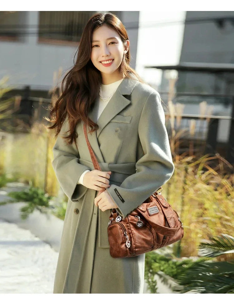 Luxury Soft Pu Leather Brand Girls Shoulder Bags Black HandBags Tote New Arrival Mini Small Motorcycle Bags Crossbody for Women