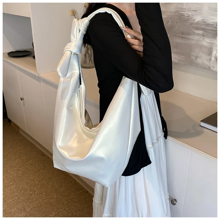 Leisure soft large-capacity bag female 2024 new fashion work shoulder bag college students relax tote bag